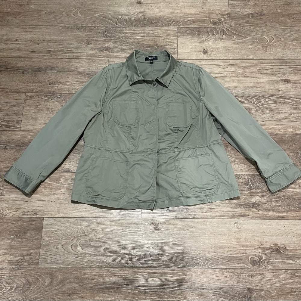 Talbots Light Army Green Jacket with Pockets 18W
